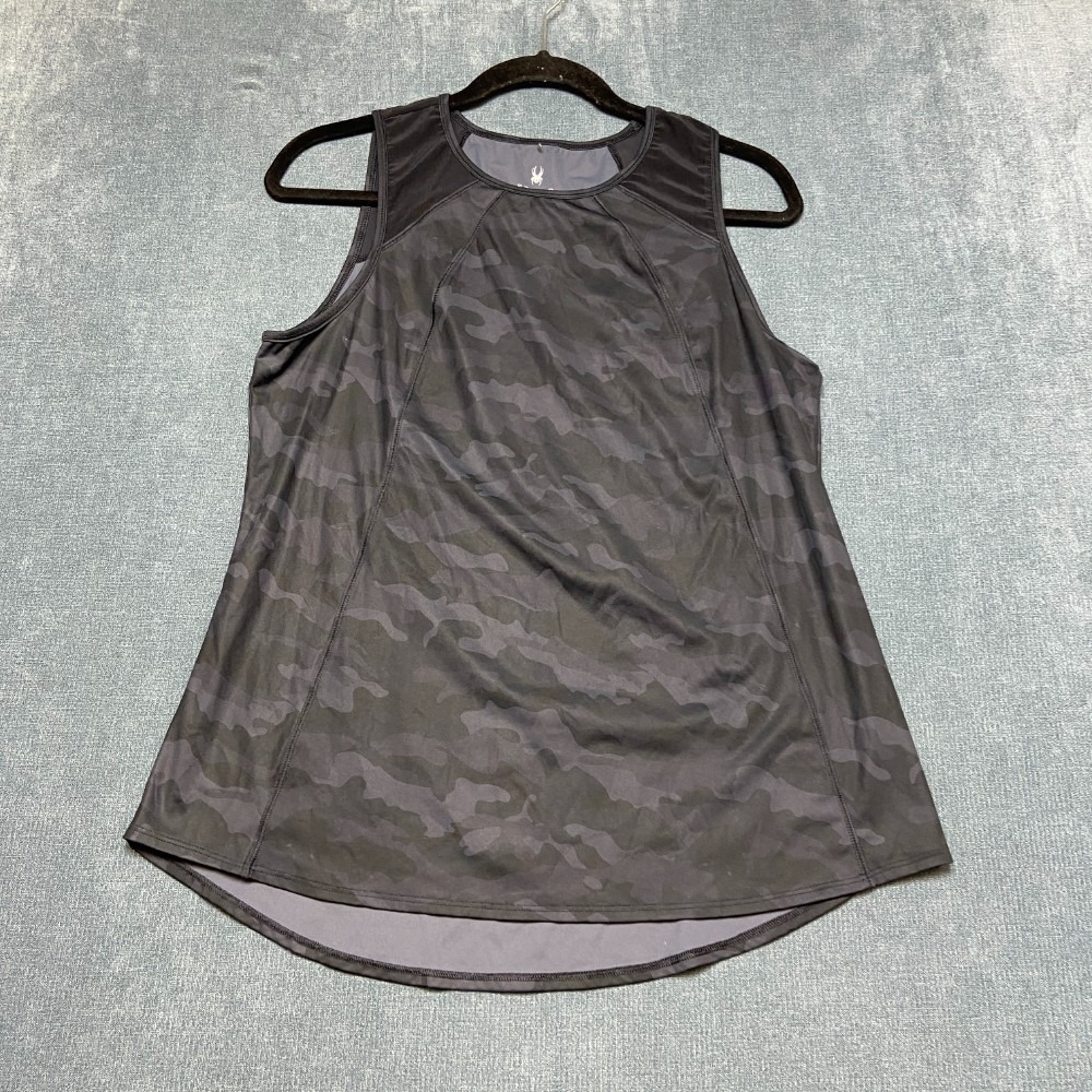 Spyder Active Tank Top Womens Large Gray Camouflage Stretch Sleeveless Pullover